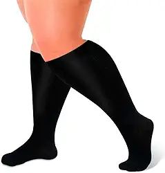 Meia de Compressão Média Plus Size 3/4 Extra Grande Para Obesos Idosos Com Varizes Edemas Inchaço e Trombose
