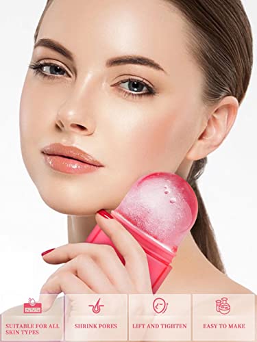 Torokom 2 Pcs Ice Face Roller, Ice Roller For Face And Eyes Ice Facial Roller Silicone Ice Mold Face Massage Skin Care Tools For Face Beauty Remove Fine Lines Shrink Pores(Pink, 2 Size) #TOP3