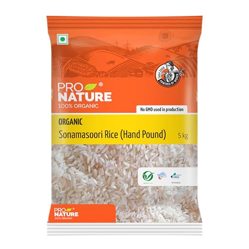 Image of Pro Nature 100% Organic Sonamasoori Rice, Hand Pound, 5kg (Pack of 3)