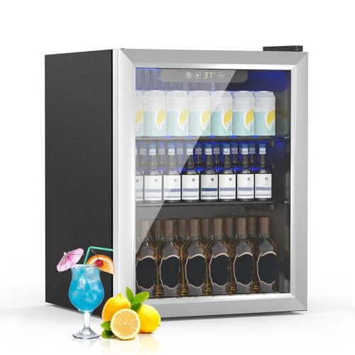 DollarDash Refroidisseur de Boissons 70 Canettes / 50L, Mini Réfrigérateur avec Porte en transparent, Étageres Réglables pour Sodas, Petit Réfrigérateur...