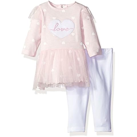 Rene Rofe Baby Girls' 2 Piece Layered Tulle Dress and Legging Set, Love Pink, 6-9 Months Cover