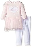 Rene Rofe Baby Girls' 2 Piece Layered Tulle Dress and Legging Set, Love Pink, 0-3 Months