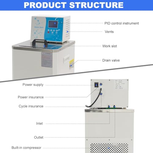 Circulador de enfriador de laboratorio, bomba de baño de agua de recirculación de baja temperatura de 6 litros, líquido de refrigeración de -30 °C a 100 °C para aplicaciones de laboratorio