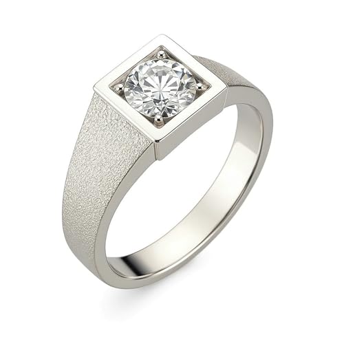 Moissanite Anillo de compromiso de oro blanco, anillo de compromiso para mujer, anillo de sello con moissanita, 9 K, 14 K, 18 K, oro blanco, 63 (20.1), Oro blanco 375 de 9 quilates, Moissanita
