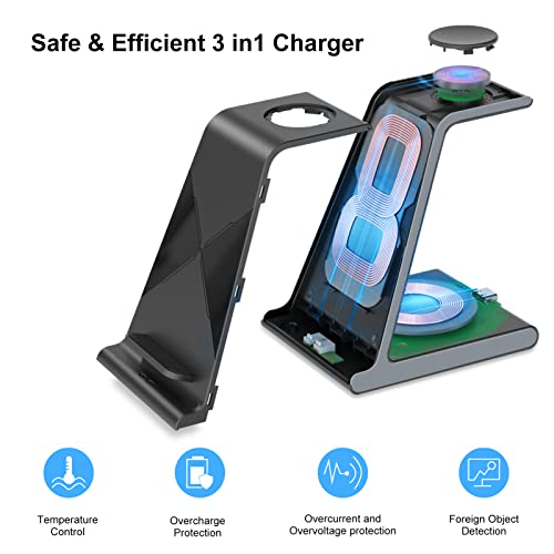 Image of Phelinta Wireless Charger for Samsung S25 Ultra,Charging Station for Galaxy S25 /S25 Edge /S24 Ultra /S24+ /S24 /S23 /S22 /Note 20 /Z Flip 6 /Fold 6,for Galaxy Watch Ultra /7 /6 /5,Galaxy Buds 2 Pro /Pro,Black