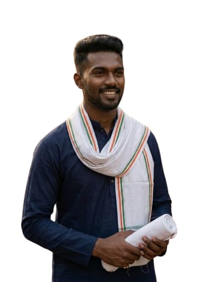 Image of Men's Cotton Gamcha Towel | Traditional Indian Angochha | Pure Cotton Soft & Absorbent Multipurpose Head Scarf | Lightweight Quick Dry Full Size Stole for Men & Women
