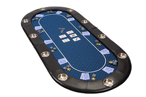 Plateau de Poker Pliable The Riverboat en Speed Cloth avec Sac de Transport - Table de Poker Professionnelle Portable - 200cm - Bleu