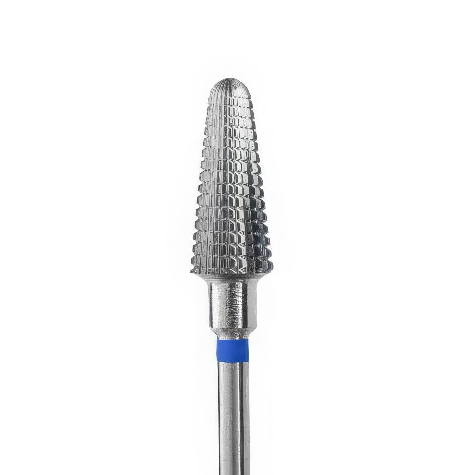 Russian bits Professional Nail Drill Bit – TCWD 060-M L14, Tapered Wave Shape, 6.0 mm, Medium Double Cross-Cut, 3/32” Shank – For Gel Polish & Acrylic Removal