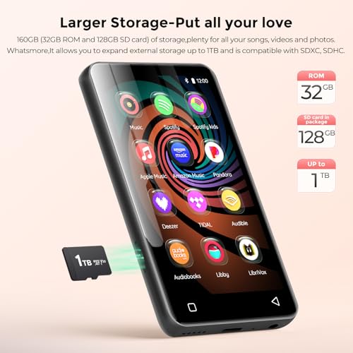 Image of innioasis 160GB MP3 Player with Bluetooth and WiFi,Music Player with Spotify,Pandora,Amazon Music,4 inch Touch Screen Android MP4 MP3 Player for Kids with Libby,Audible,Spotify Kids (Grey)