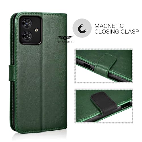 Image of SHINESTAR Moto G54 5G / G64 5G Flip Back Cover | PU Leather Flip Cover Wallet Case with TPU Silicone Case Back Cover for Motorola Moto G54 5G / G64 5G - Unique Green