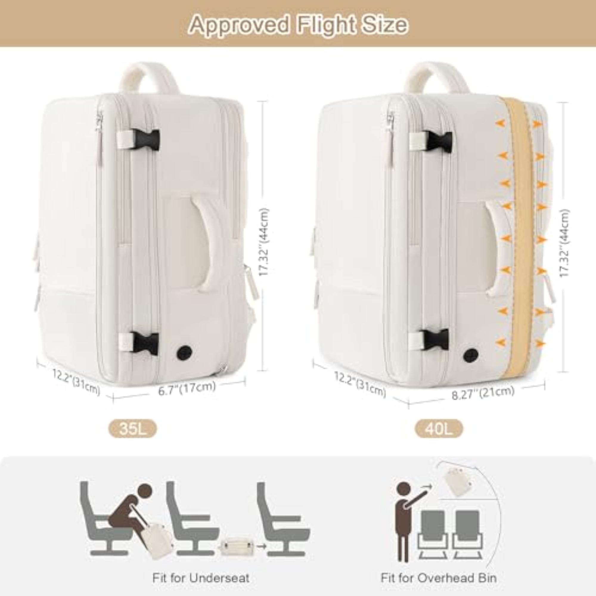 Travel Backpack for Women, 40L Carry On, Waterproof