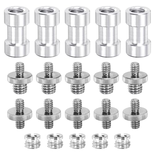 MECCANIXITY Juego de montaje de tornillo de cámara, tuercas de tornillo macho de 1/4 pulgadas a tornillo macho de 1/4 pulgadas, tornillo macho de 1/4 pulgadas a macho de 3/8 pulgadas, tornillo hembra