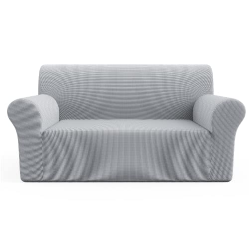 Yidaxing Funda de Sofá Antideslizante Elástica Jacquard Poliéster Cubre Muebles Lavable Antiarrugas (2 Plazas, Gris Claro)