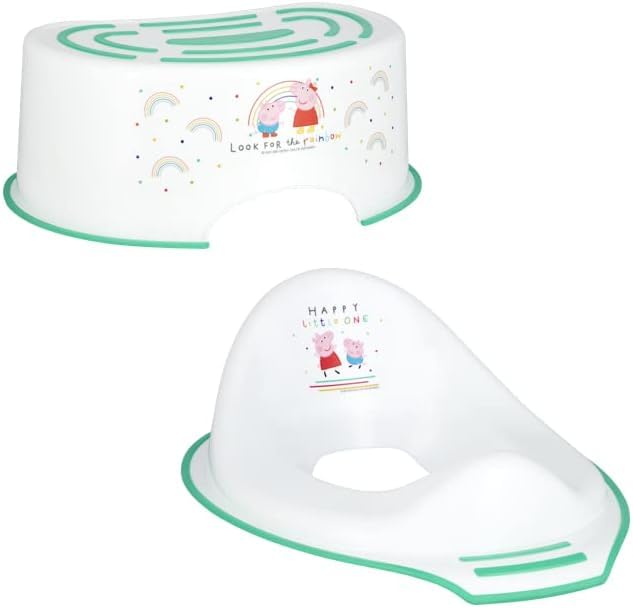 Peppa Pig Toilet Training Bundle - George Training Seat and Step Stool Bundle To get Started Potty Training Green