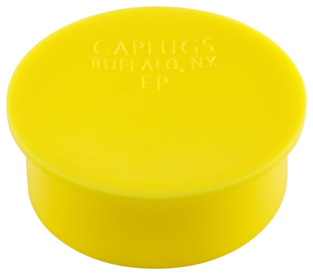 Caplugs EP-20 EP Series – Plastic Plug for Threaded Connectors, 500 Pack, Yellow LD-PE, Nominal Thread Size 1-1/4"-18 Flanged, Dust & Impact Protection, Fit Smooth Cylindrical Surfaces, Easy Removal