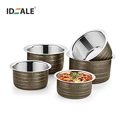 Image of Ideale Stainless Steel Patila Set, 5-Pieces, Brown