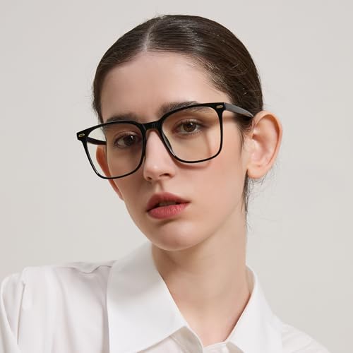 Image of Oversized Square Blue Light Blocking Glasses for Women Men, Anti-Fatigue Computer Monitor Glasses Reduce Eye Strain