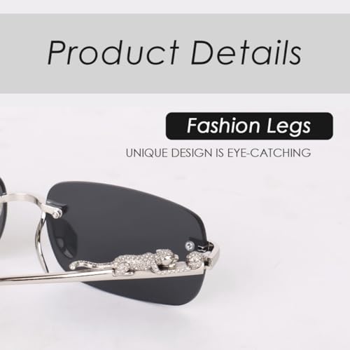 Image of IFLASH UV Protected Retro Rectangular Rimless Sunglasses for Men and Women