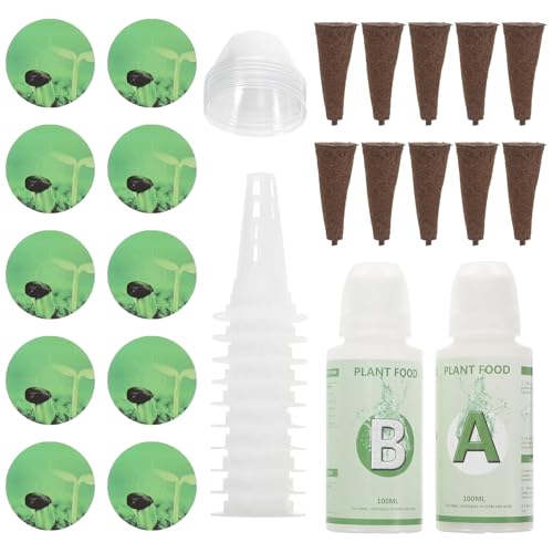 Homoyoyo Kit Hidropónico de Cultivo sin Tierra 10 Cestas de Cultivo Ranuradas 10 Cúpulas Transparentes Control de Humedad Sistema Hidropónico para Plantas como Fresas y Tomates