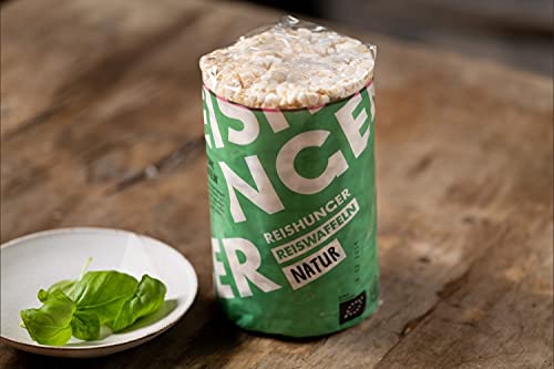 REISHUNGER BIO Reiswaffeln Natur aus Bio-Vollkorn Reis 12x100g - Veganer, Glutenfreier & Fettarmer Snack ohne Zusatz von Salz & Zucker