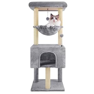 Fashion Design 43.3″ Cat Trees with Cat Houses,Grey