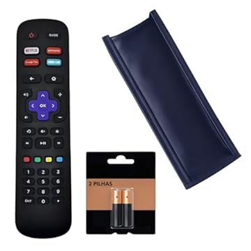 Controle Remoto Universal Para TV Philco Roku Smart Com Tecla Netflix Globoplay Aplicativos Com Pilhas E Capa