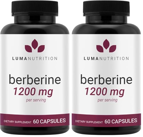 Image of Luma Nutrition Berberine Supplement - Berberine HCL 1200mg Per Serving - Vegan, Gluten Free, Non-GMO - 60 Capsules (Pack of 2)