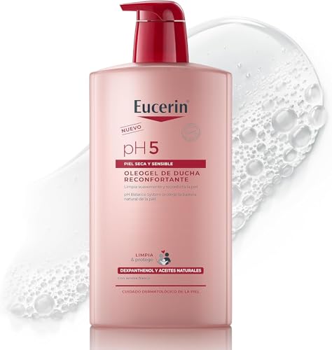 Eucerin pH5 Óleogel de Ducha Reconfortante (1000 ml), aceite limpiador corporal y facial con aceites naturales, fórmula extrasuave sin jabón, aceite para ducha para piel seca y sensible