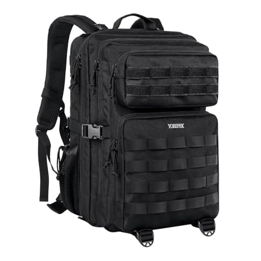 YOREPEK Sac à Dos Militaire 50L Homme, Grand Sac Tactique Étanche Molle pour Randonnée, Camping, Trekking, Chasse, Voyage, Armée et Travail, Noir