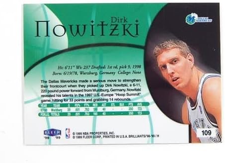 1998-99 Bowman's Best Dirk Nowitzki RC #109 Mavericks - Basketball Cards