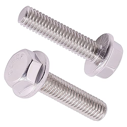 Image of M8-1.25 x 35mm (10 pcs) Flanged Hex Bolts, 304 Stainless Steel 18 /8, Large Washer Head Automotive Screws for Car Parts & Machinery Replacement