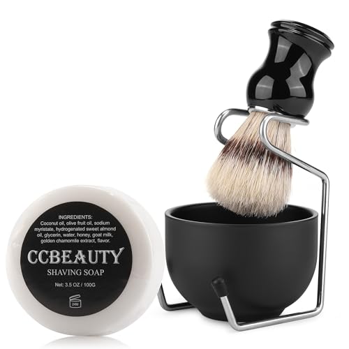 CCbeauty Mens Shaving Brush and Bowl Set, 4-in-1 Bristle Shave Br...