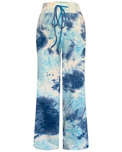 Image of NEWCOSPLAY Women's Comfy Pajama Pants Casual Drawstring Palazzo Lounge Wide Leg Pants