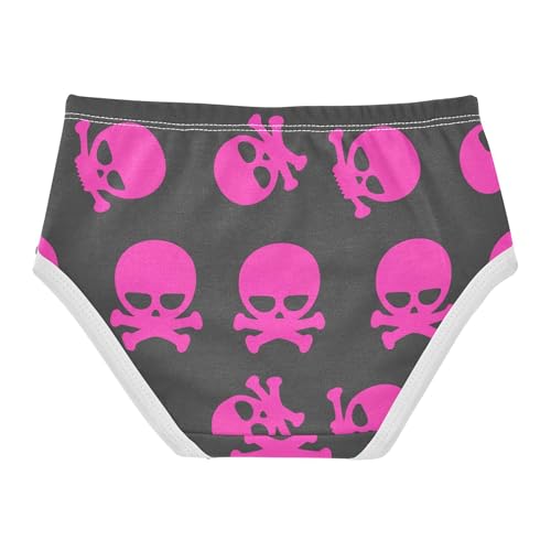 Cute Pink Skulls Crossbones Black Cute Panties Girl Girls Underwear Toddler Cotton Florals Briefs Undies Kids 2t2