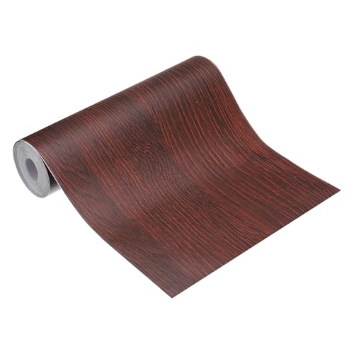 Image of MECCANIXITY Wood Grain Repair Tape, 5 Inch x 16 Feet Self Adhesive Wood Grain Tape Multi-Purpose Wallpaper Border Trim for Furniture Floors Windows Doors Tables Home, Dark Red