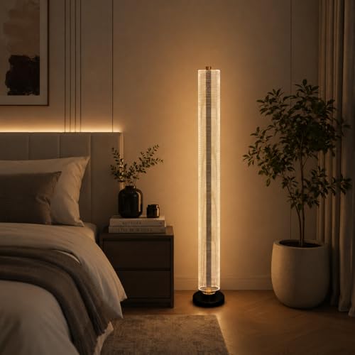 Image of Premium Decorative LED Floor Lamp & Glass Art Collection - Modern FlloNight Light - Unique Aesthetic Home Gift (Sorlis)