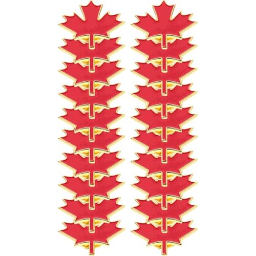 20pcs Pin, Souvenirs Flag Pins Canadian Maple Leaf Lapel Pins Metal Maple Leaf Brooches Pins Canadian National Lapel Badge Cloth