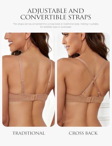 Image of Wingslove Women's Sexy Lace Bra Demi Sheer Mesh Balconette See Through Bralette Unlined Underwire Embroidered