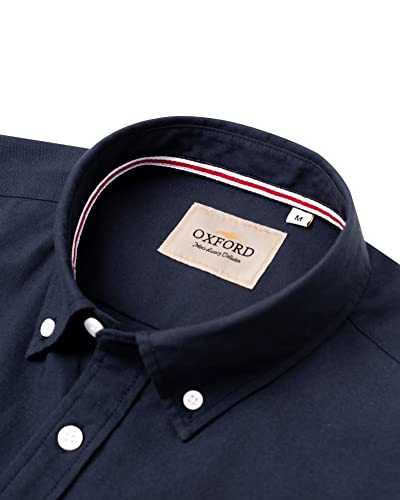 Image of Alimens & Gentle Mens Solid Oxford Shirt Long Sleeve Dress Shirt Work Casual Button Down Shirts with Pocket