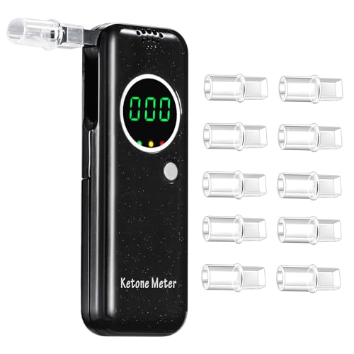 Ketone Breath Monitoring Analyzer for Acetone Check - Professional Breath Ketosis Meter Upgraded Home Ketone Monitors Tester with 10 Mouthpieces, Ketogenic or Any Nutrition & Fitness Program