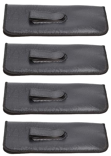 Image of Calabria S-41 Soft Slim Slip In Eyeglass Case w /Pocket Belt Clip PU Leather Mens Womens Glasses Holder Pouch Sleeve Storage