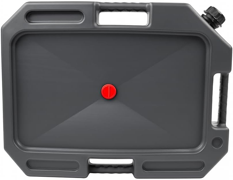 LAUCO LAUCO Plastic Oil Drain Pan – 12 Liter Spill-Proof Container with Cap and Handle – Heavy-Duty Oil Change Catch Pan for Garage & Automotive (Black 12L)