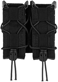 Caripeloy Pistol Double Magazine Holster , Universal 9MM Mag Pouch,Velcro Wrap Belt Holder for 9MM/Glock/Single/Dual Stack Gun Magazines Pouches, black
