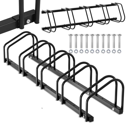 Fahrradständer Für 5 Fahrräder 35-55 mm Reifenbreite Boden und Wandmontage Mehrfachständer Fahrradparker Aufstellständer Verzinktem Schwarz MaßeHBT:26x130x32 cm