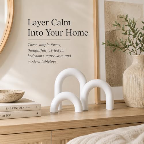 Set 3 Arcos de Madera Blanca Decorativos para Mesa miniatura 5