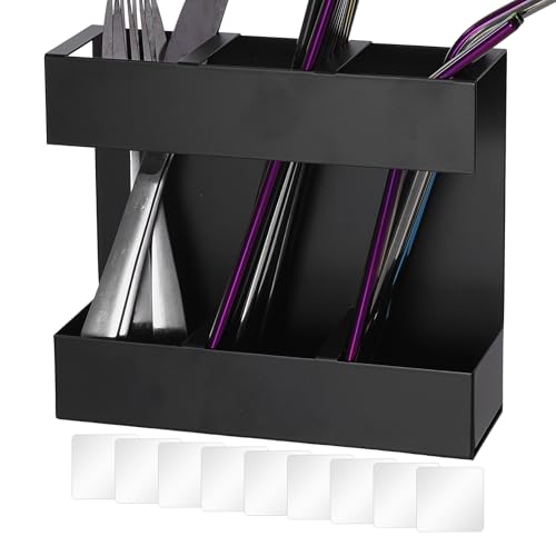 Ruwshuuk Organizador De Pajitas Para Gabinete, Soporte De Almacenamiento Para Pajitas, Estructura Delgada Reutilizable 3 Compartimentos Para Montar En Pared Cocina Despensa Y Armario Del Hogar