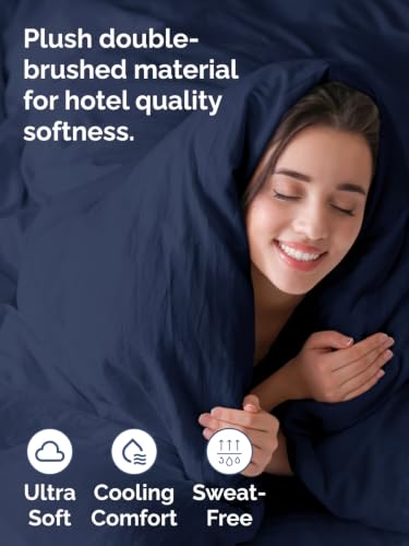 Image of Duvet Cover Full Size - Soft 3 Piece with Zipper Closure - Navy Blue