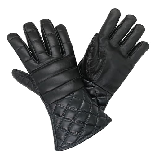 Mythrojan Swordsman Fencing Gloves: Hema Lightly Padded Leather Gloves Medieval Renaissance, Size : Small