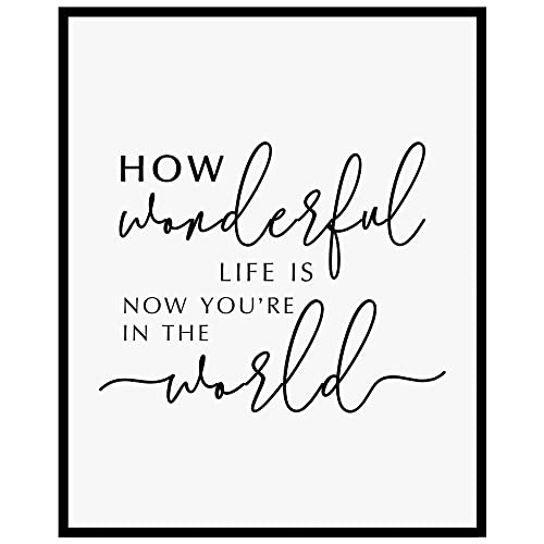 How Wonderful Life Is, Now You Are In the World, Nursery Wall Art, Kids Room Art, Kids Room Decor, Typography Print, Nursery Gift, 8x10 inch - UNFRAMED