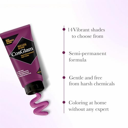 Image of Semi Permanent Hair Color for Women & Men, (120g, #22 French Plum) Enriched with Conditioner, Glossy Finish, No Ammonia, No Peroxide & Non Oxidative, Vegan Highlights Colorful Hair Dye